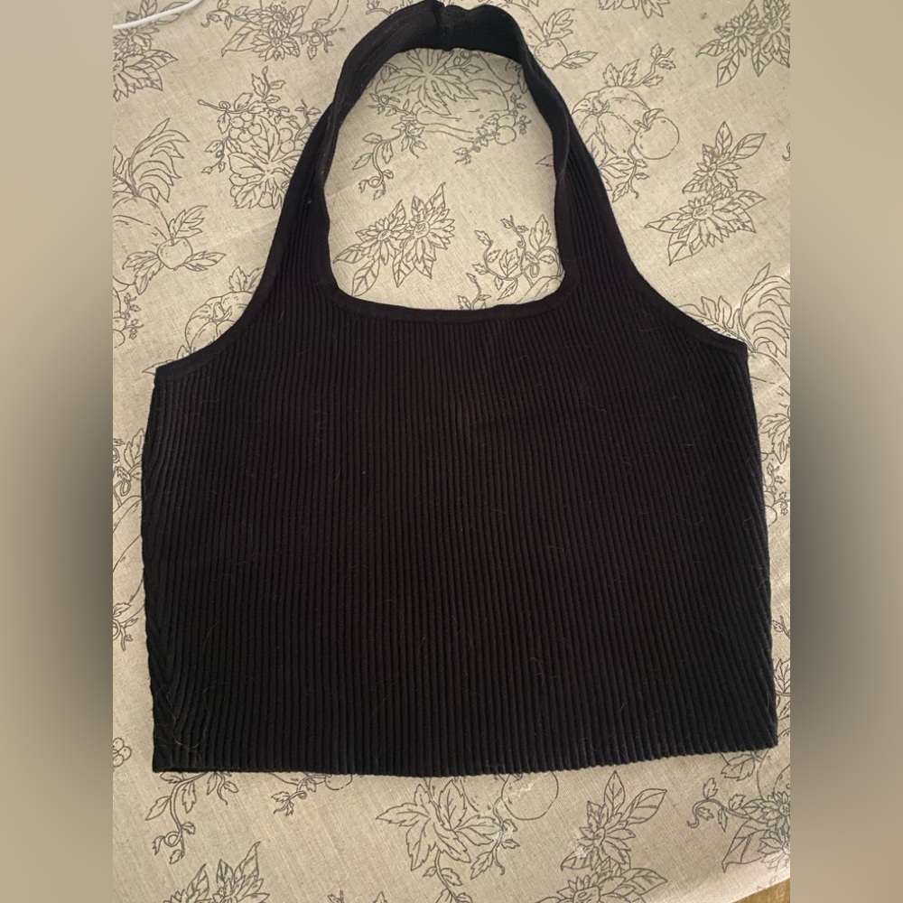 Gianni Bini cropped ribbed sweater halter size large